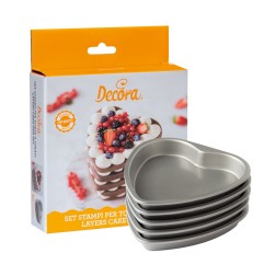 SET 5 STAMPI CUORE Ø 15 X 2 H CM PER TORTE A STRATI