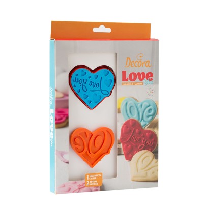 SET 3 PZ TAGLIAPASTA E MARCATORI LOVE IN PLASTICA CM 7 X 6,5 X H 2,2