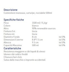 BOX TAKE AWAY CARTA TONDO ANTIMACCHIA 500 ML PZ 50